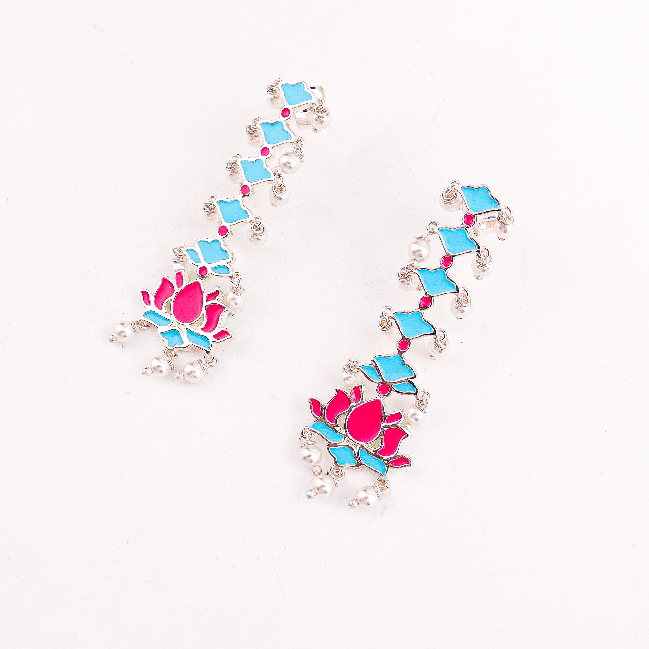 Lotus Drop Meena Earring