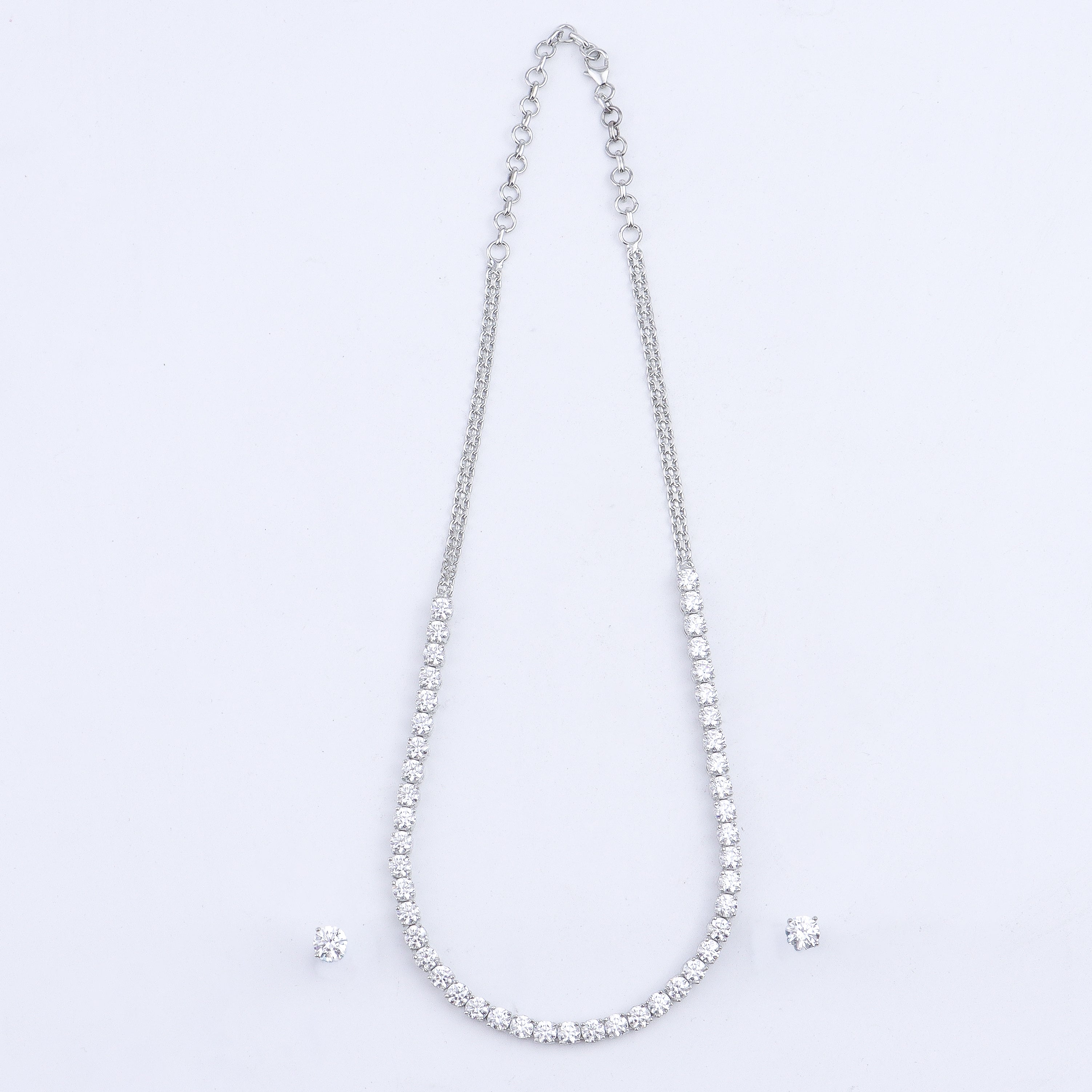 Silver CZ Necklace and Earring Set