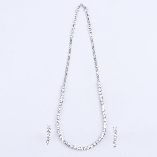 Silver CZ Necklace and Earring Set