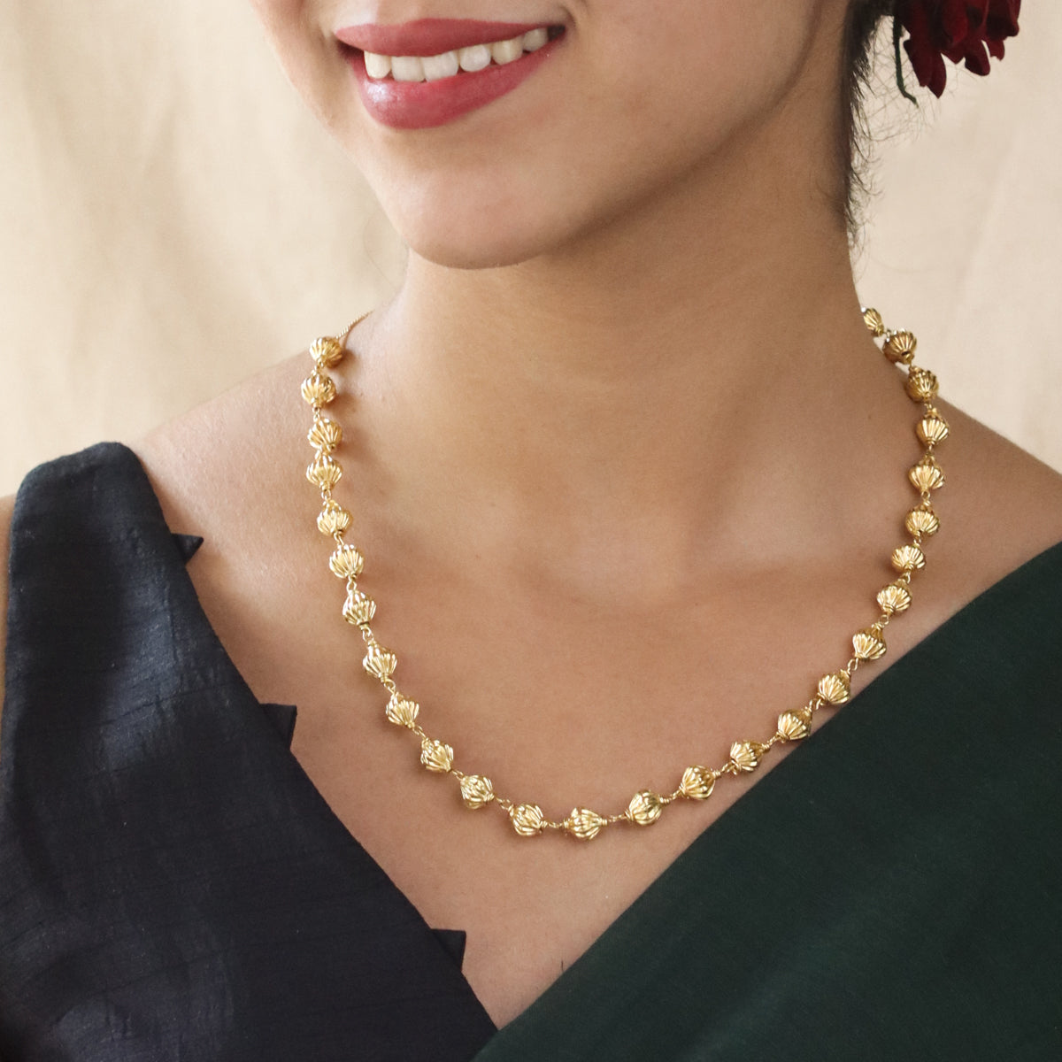 Dholki Ganthan Gold Plated Necklace