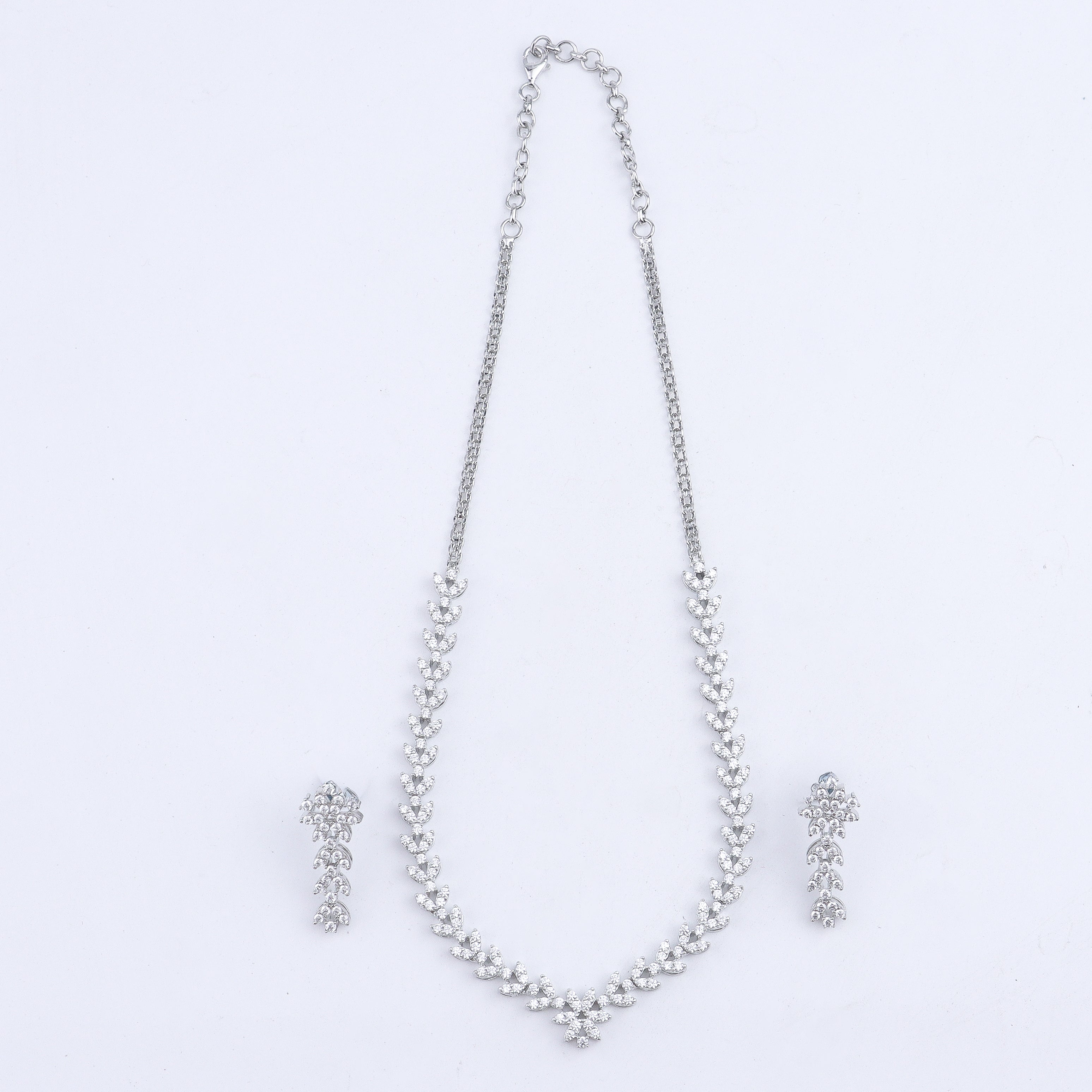Silver CZ Necklace and Earring Set