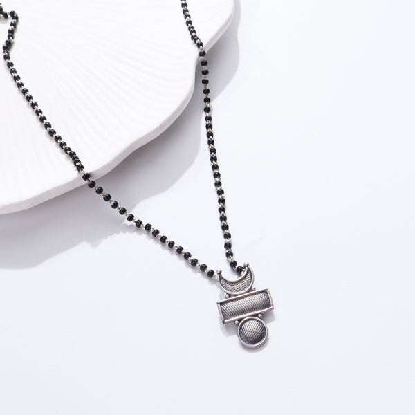 Silver Chandrakor Tikli Mangalsutra with beaded chain and pendant