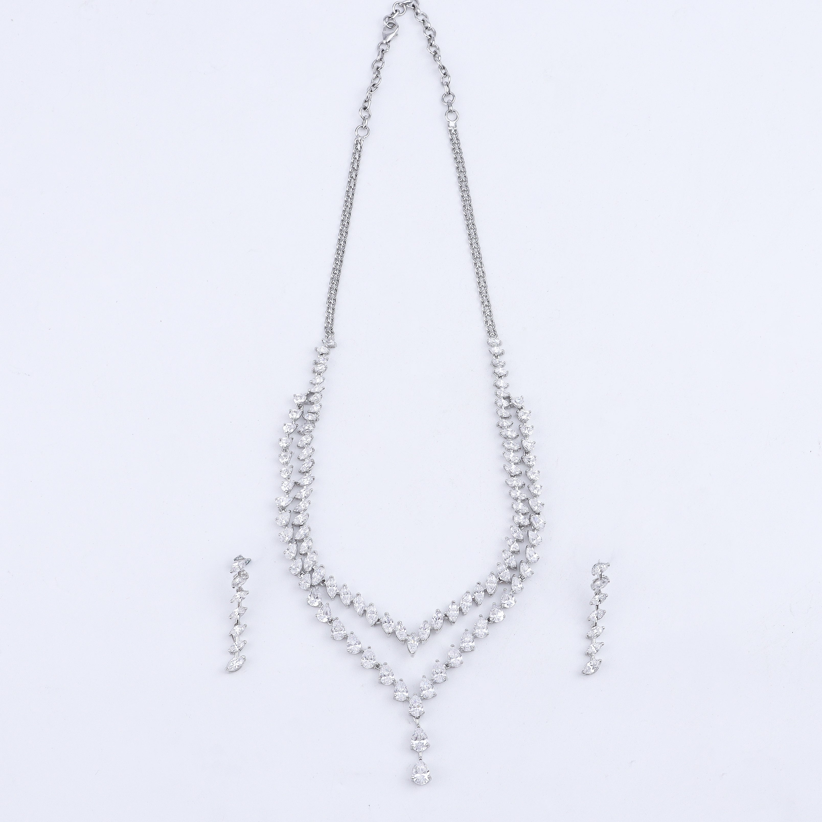 Silver CZ Necklace and Earring Set