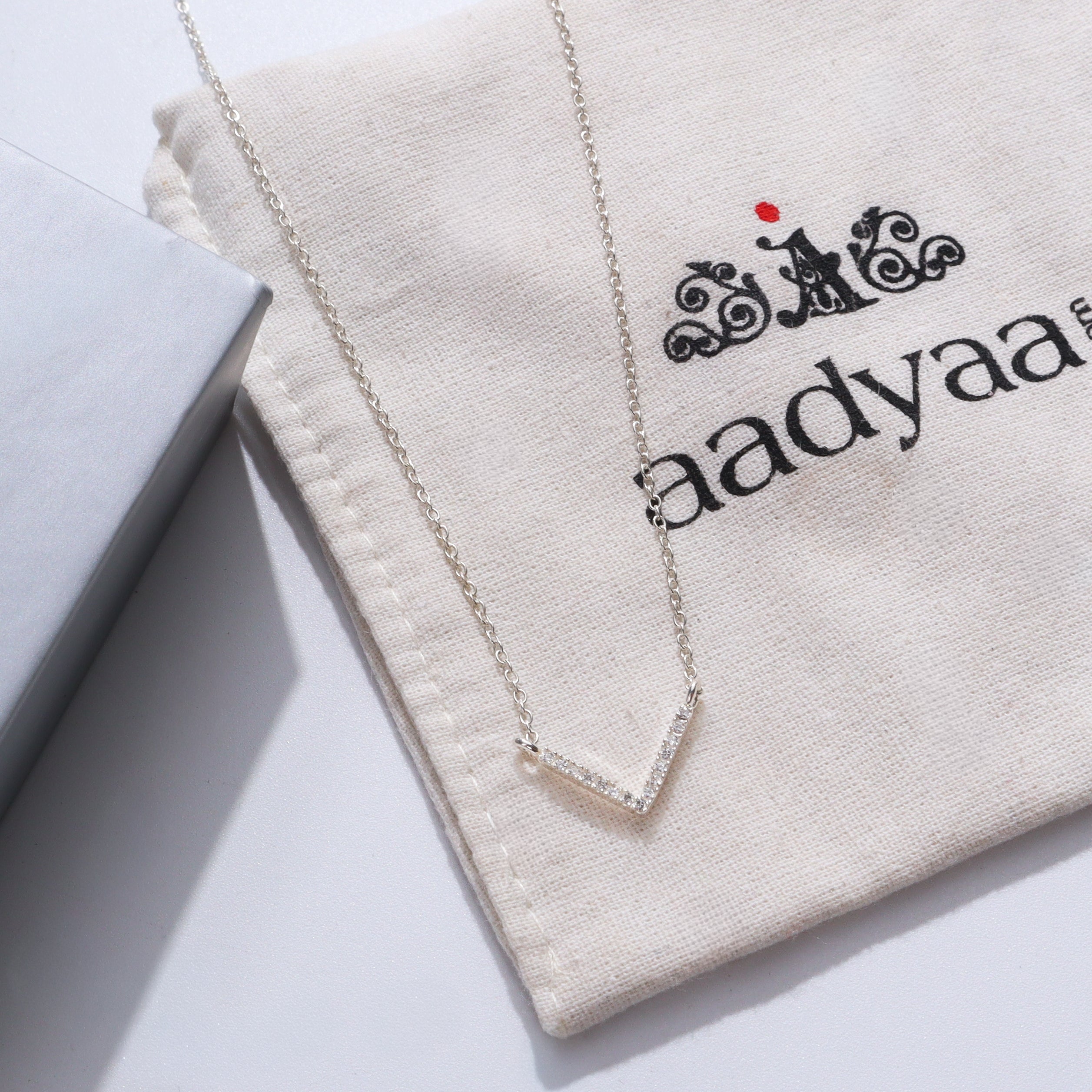 Silver CZ V-Shape Necklace | 92.5 Silver