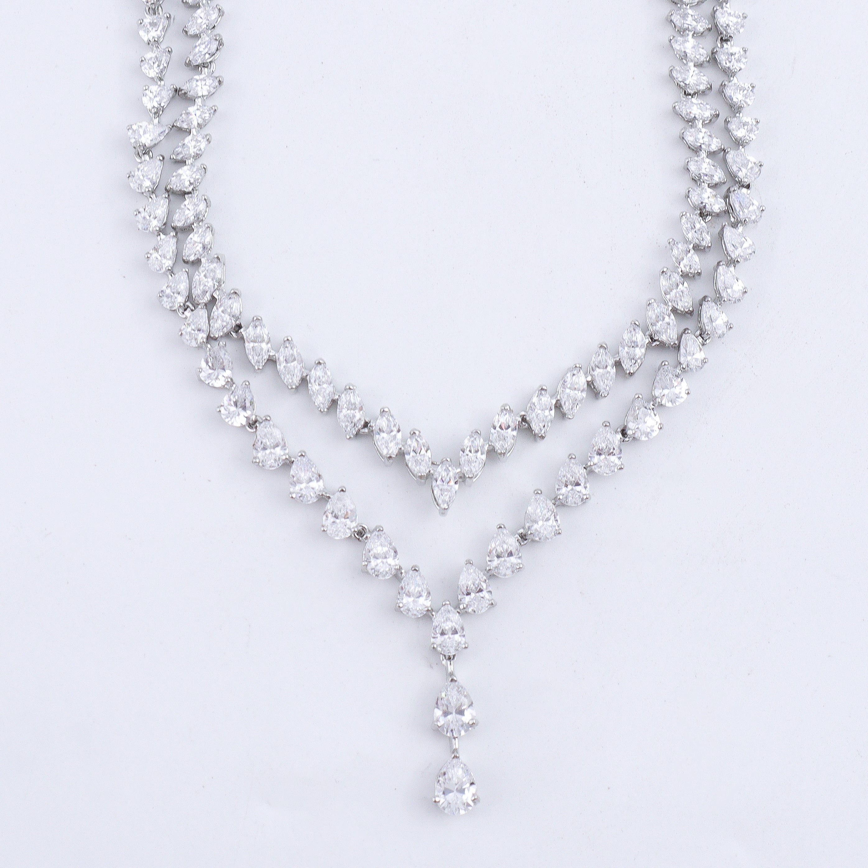 Silver CZ Necklace and Earring Set
