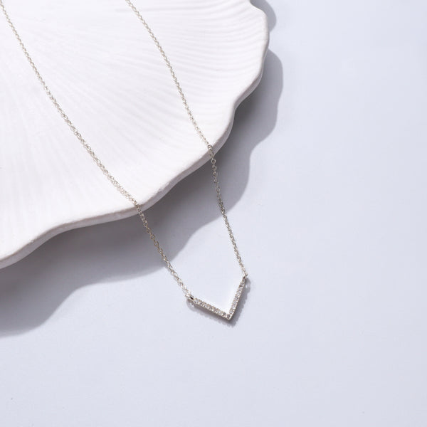Silver CZ V-Shape Necklace