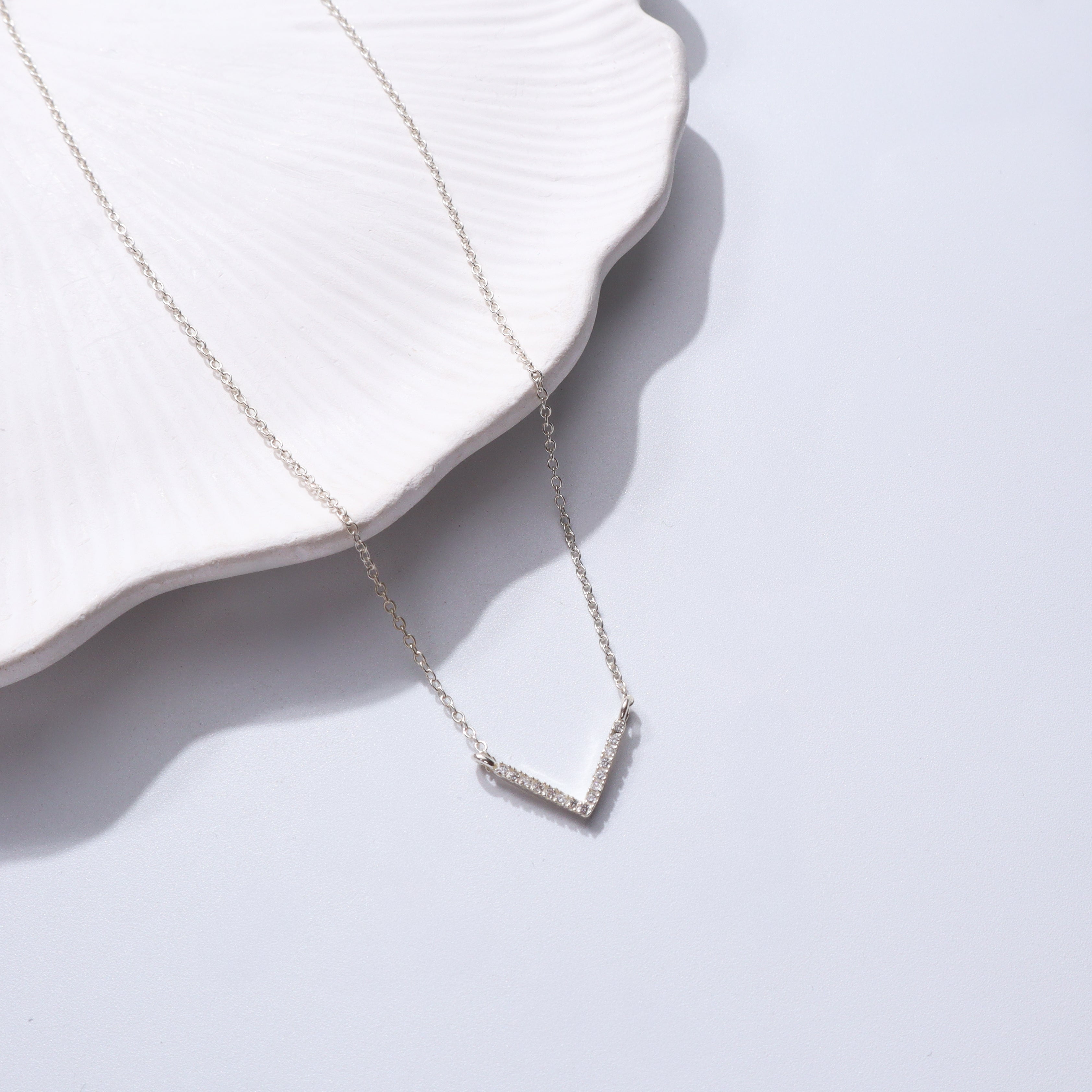 Silver CZ V-Shape Necklace