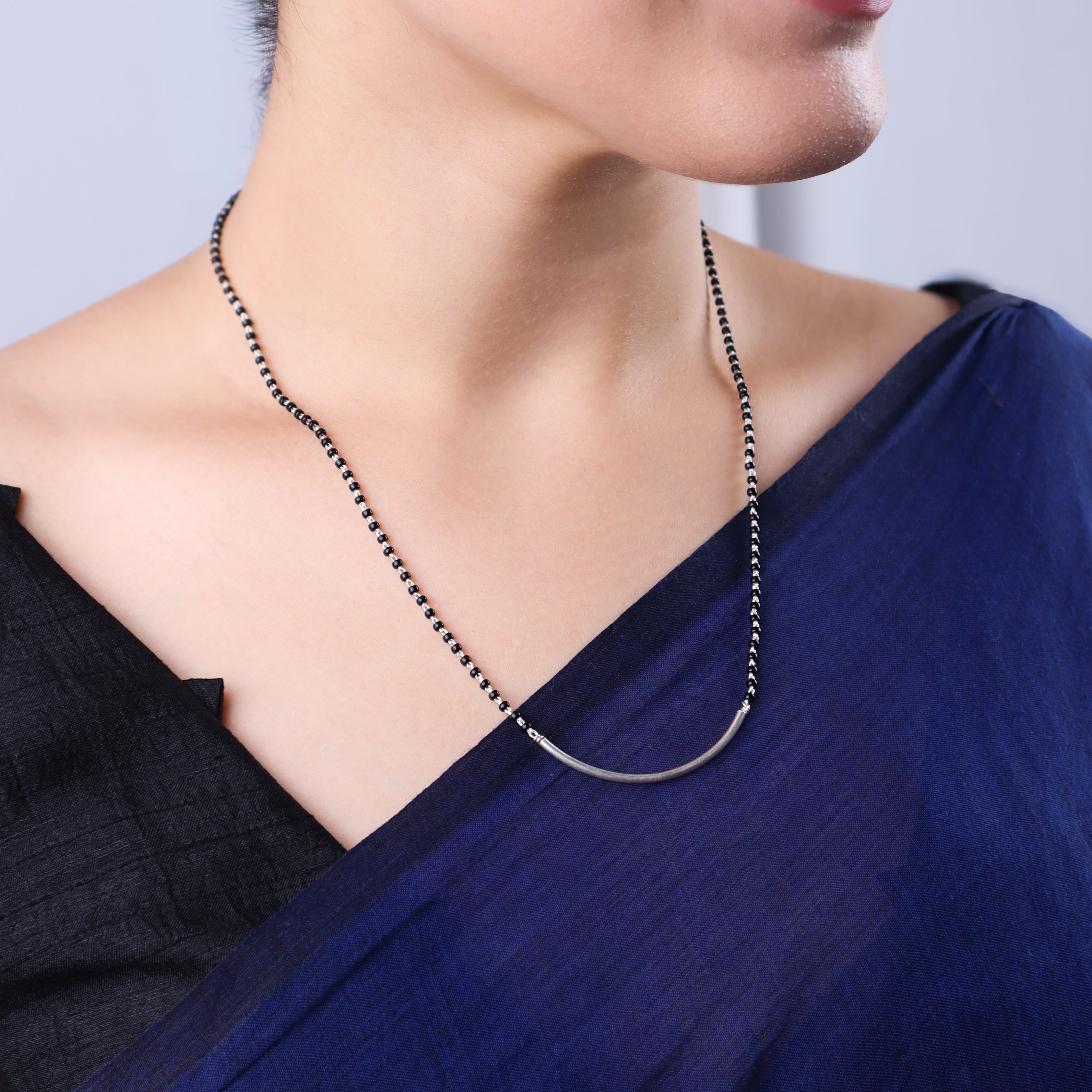 Handmade silver Mangalsutra with Silver Pipe