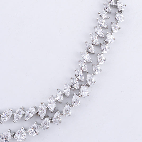 Silver CZ Necklace and Earring Set
