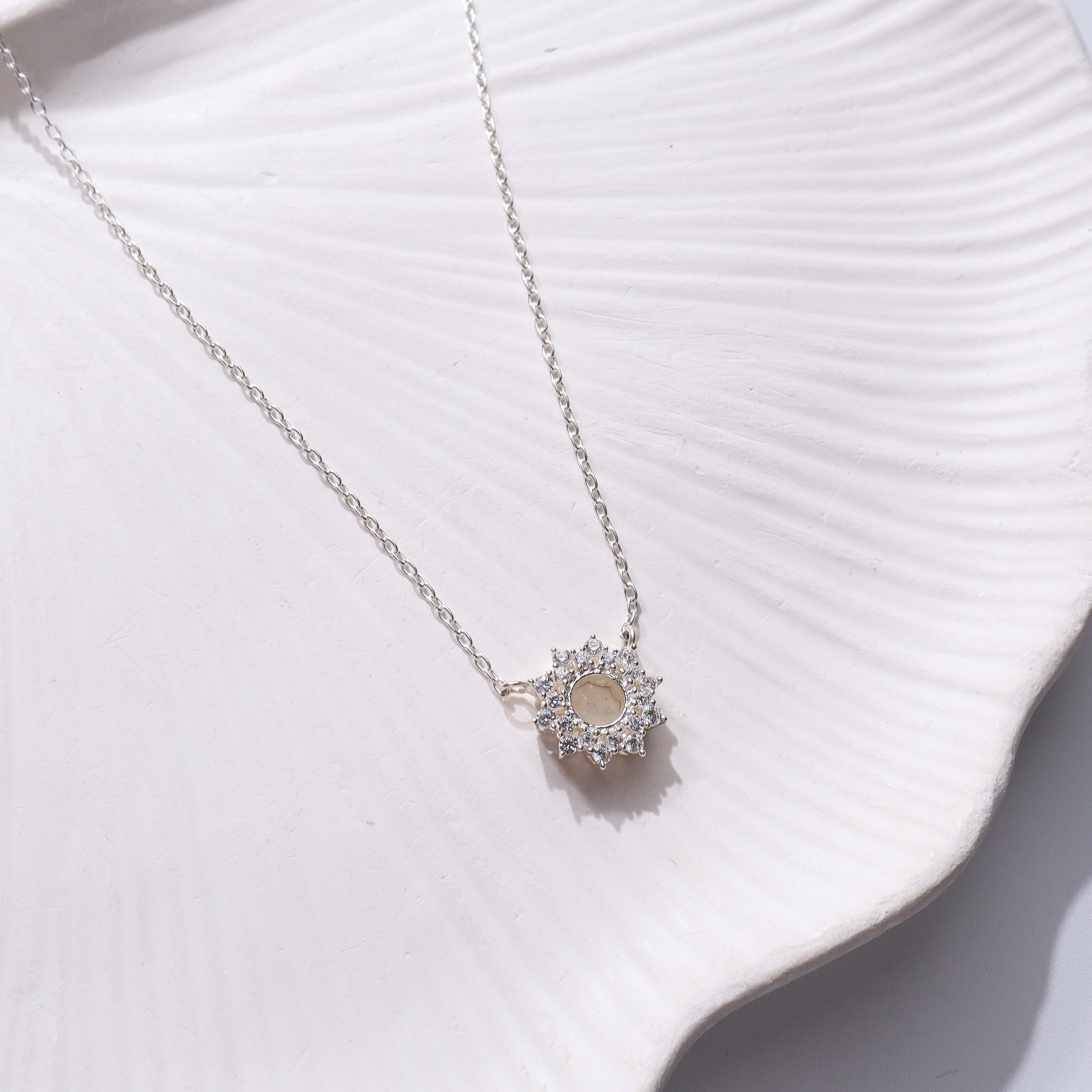 Silver Sunburst Pendant Necklace