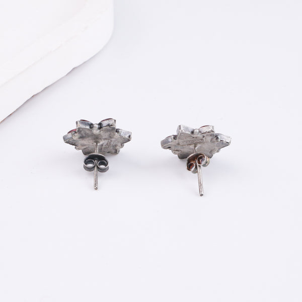Silver Pink Nakshatra Flower Earring