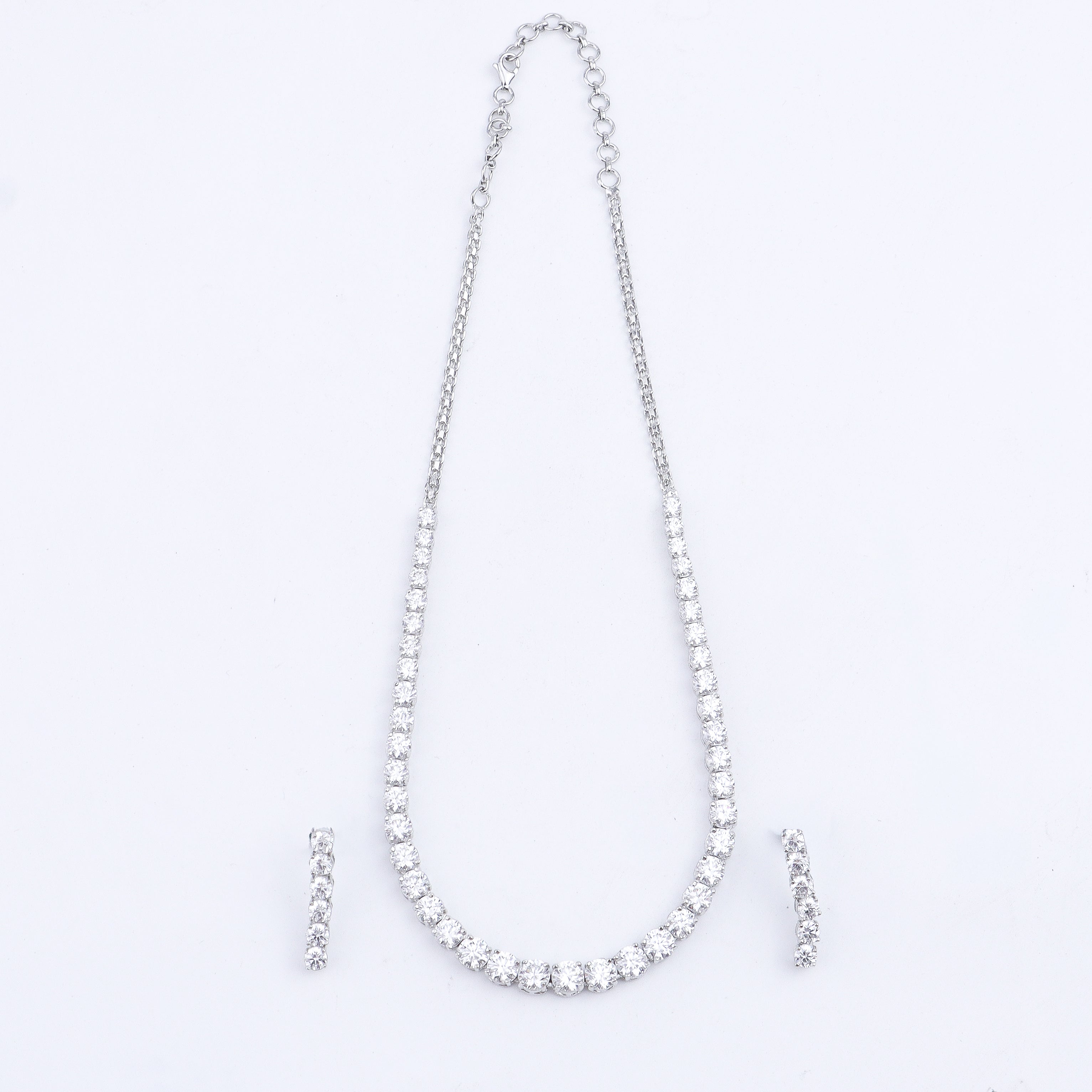 Silver CZ Necklace and Earring Set