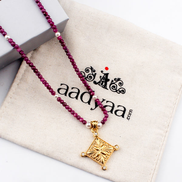 Filigree Galaxy Necklace with Rubies & Pearls | 22K Gold-Plated