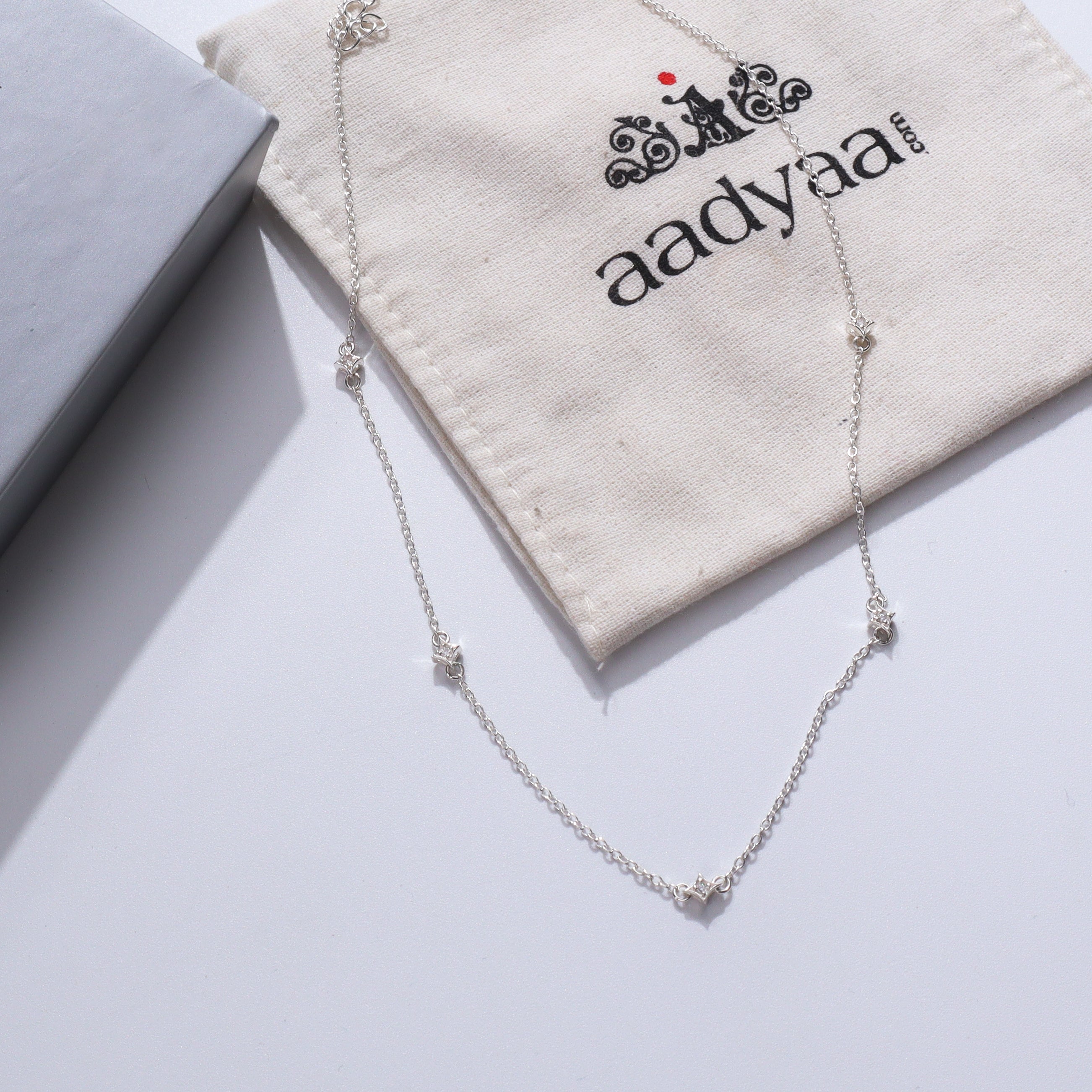 Silver Necklace with CZ Charms | 92.5 Silver