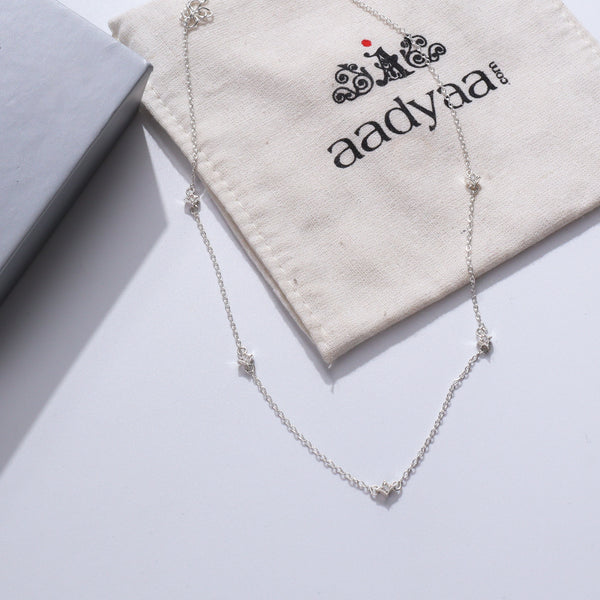 Silver necklace with CZ charms