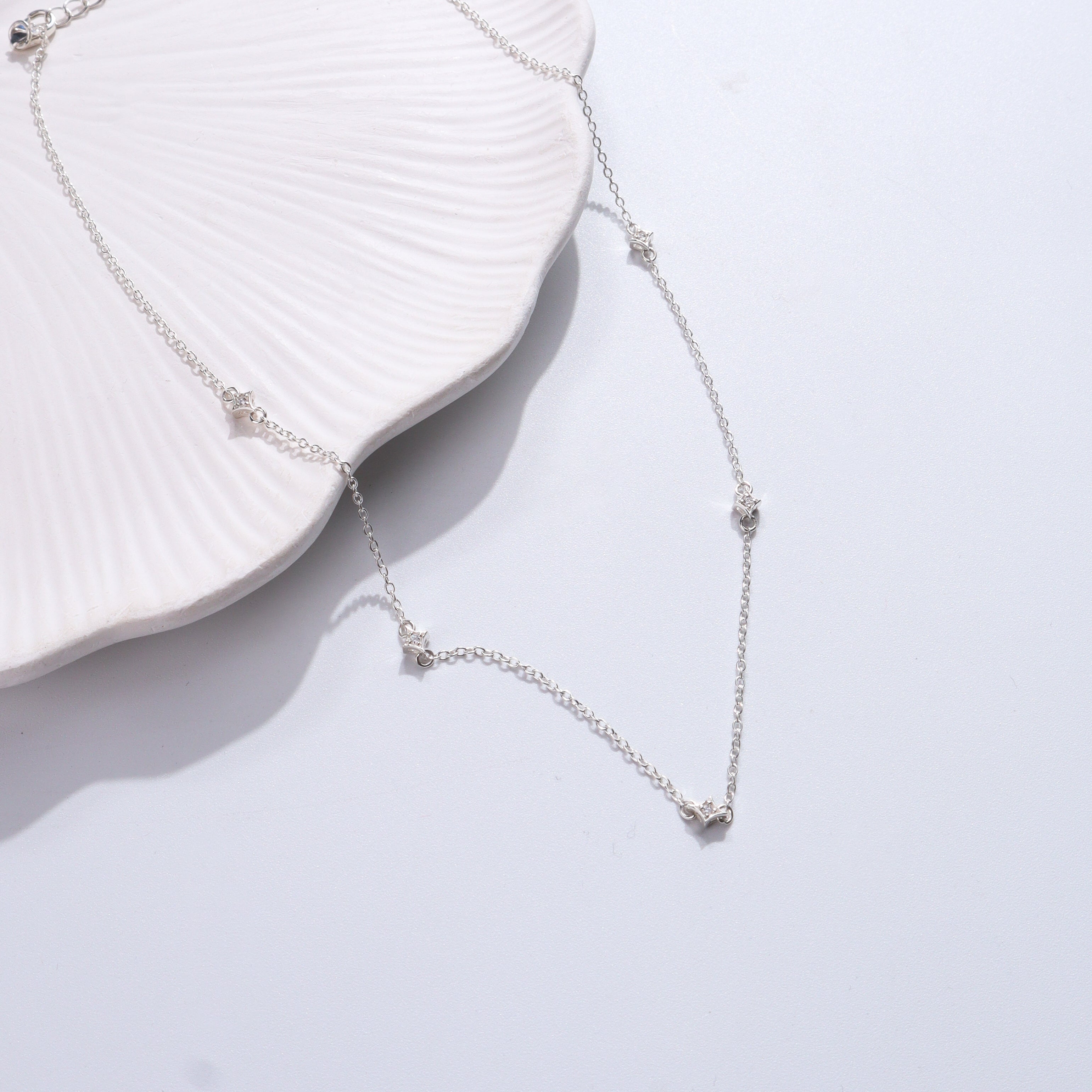 Silver Necklace with CZ Charms | 92.5 Silver