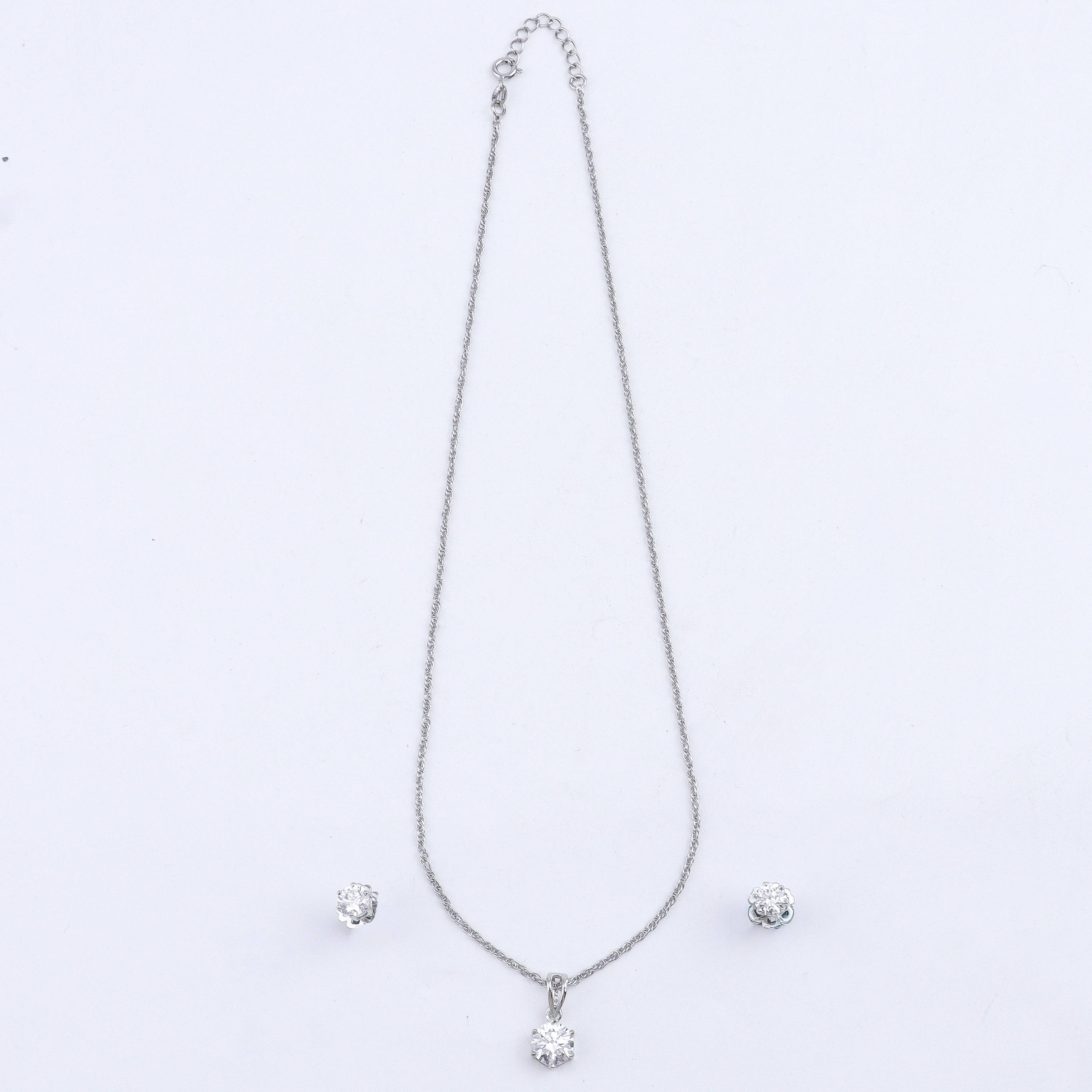 Silver CZ Pendant and Earring Set