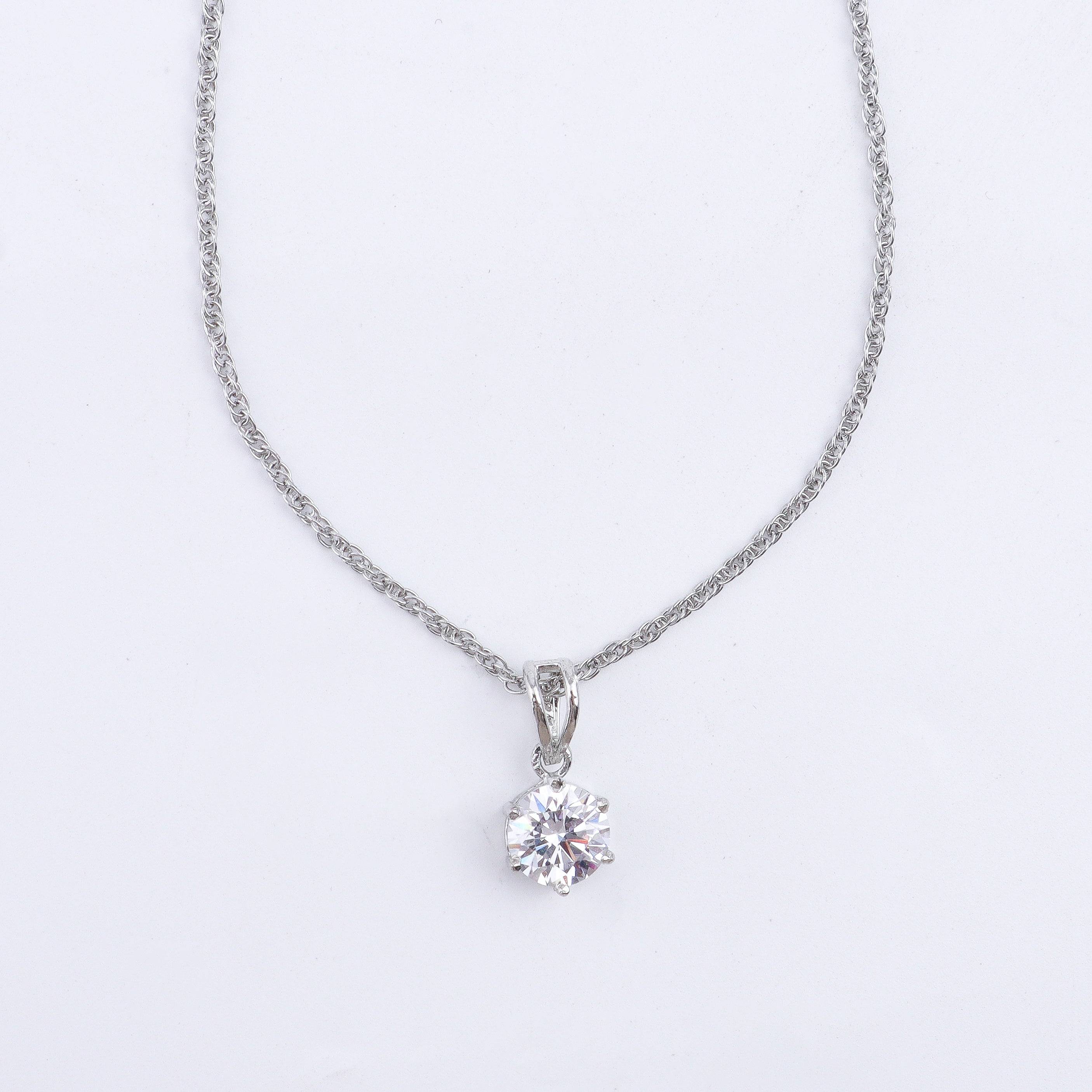 Silver CZ Pendant and Earring Set