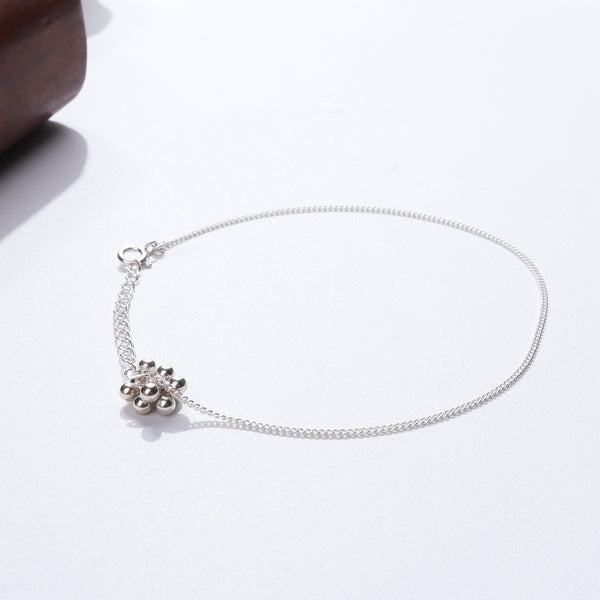 Silver Anklet with Ghungroo Bunch