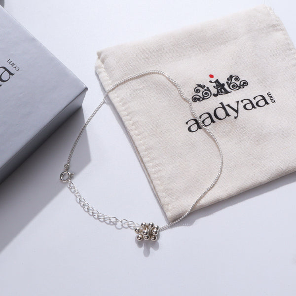 Silver Anklet with Bead Cluster