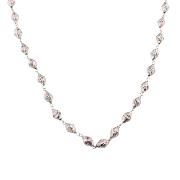 Silver Textured Dholki Bead Ganthan Necklace