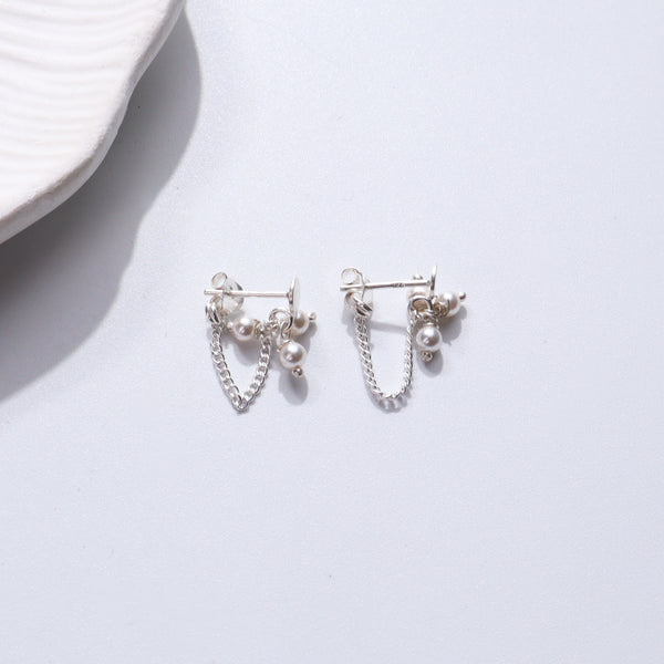 Pearl Bunch Trinket Earrings with Silver Chains and Pearls