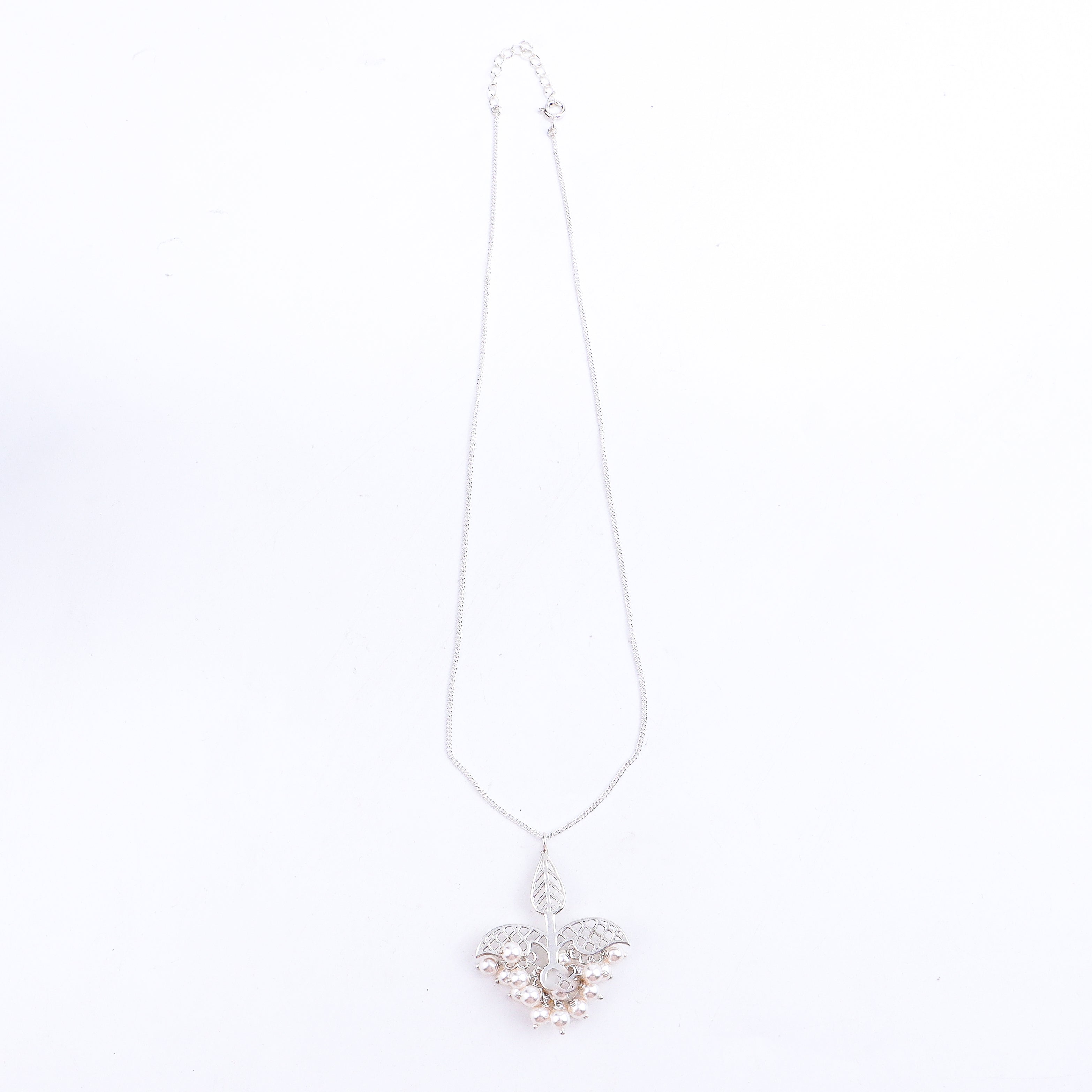 silver leaf filigree necklace