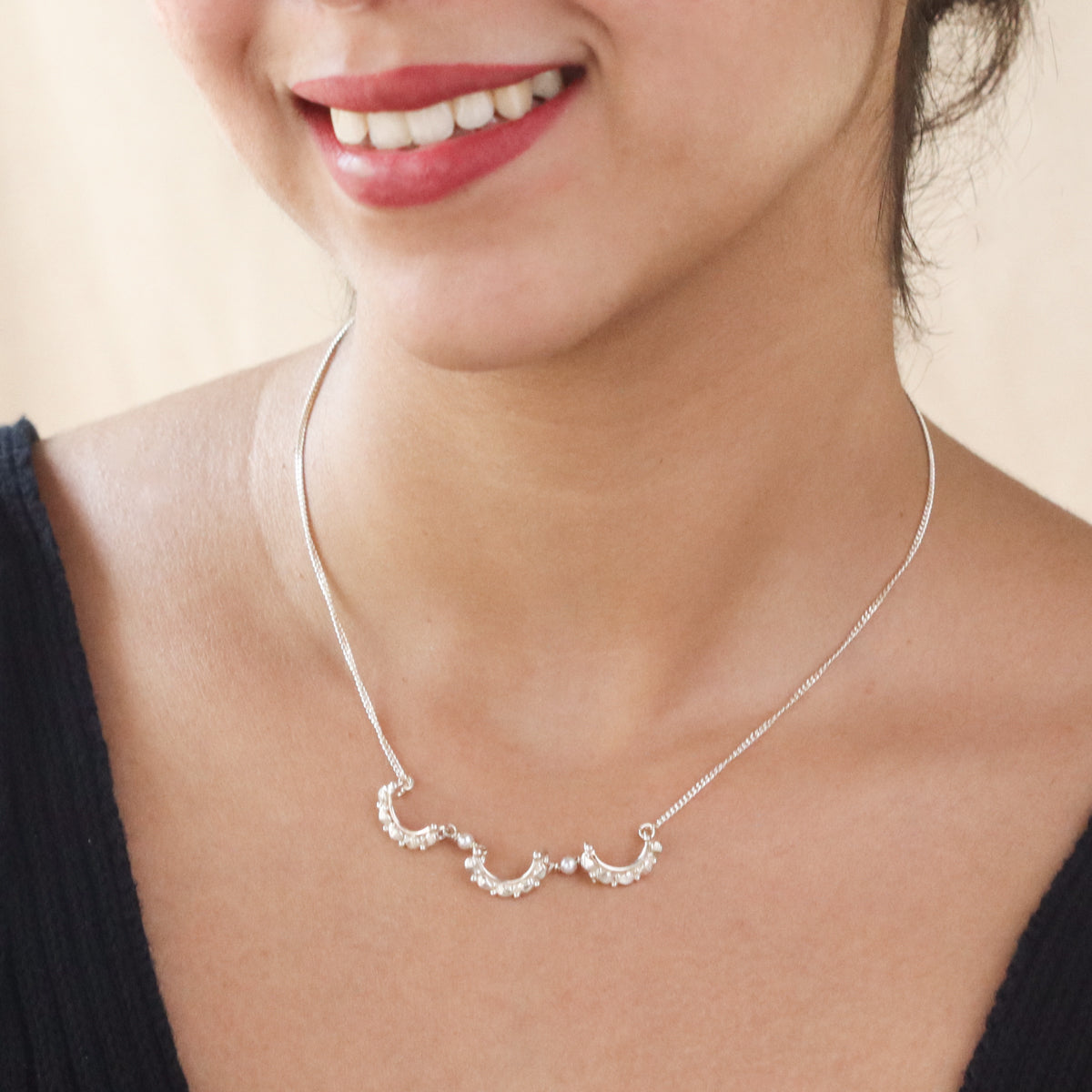 Silver Drop Nath Pendants Necklace