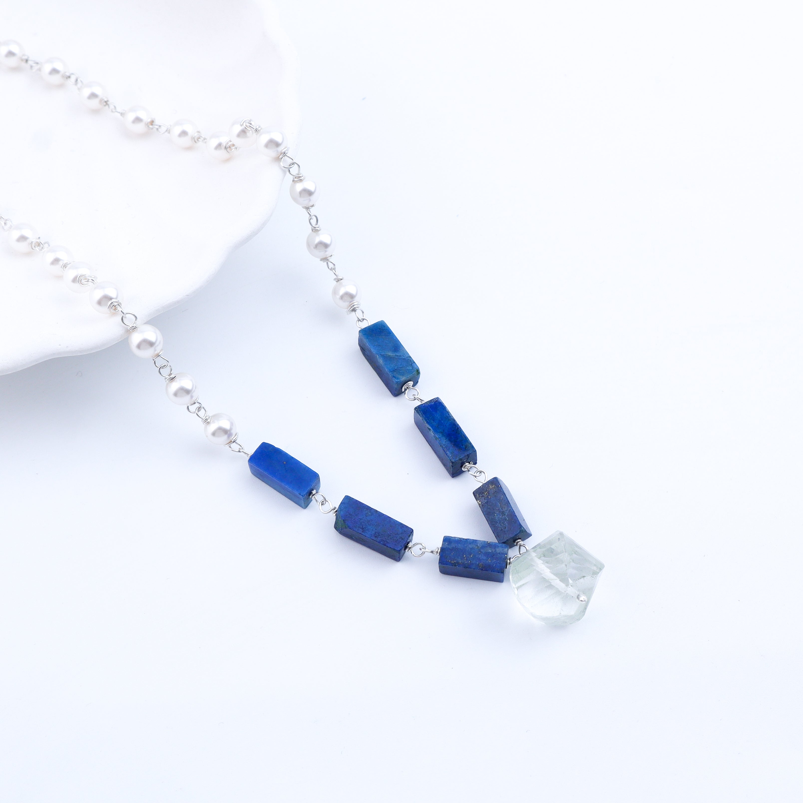 Pearl Ganthan Necklace with Semiprecious Stones