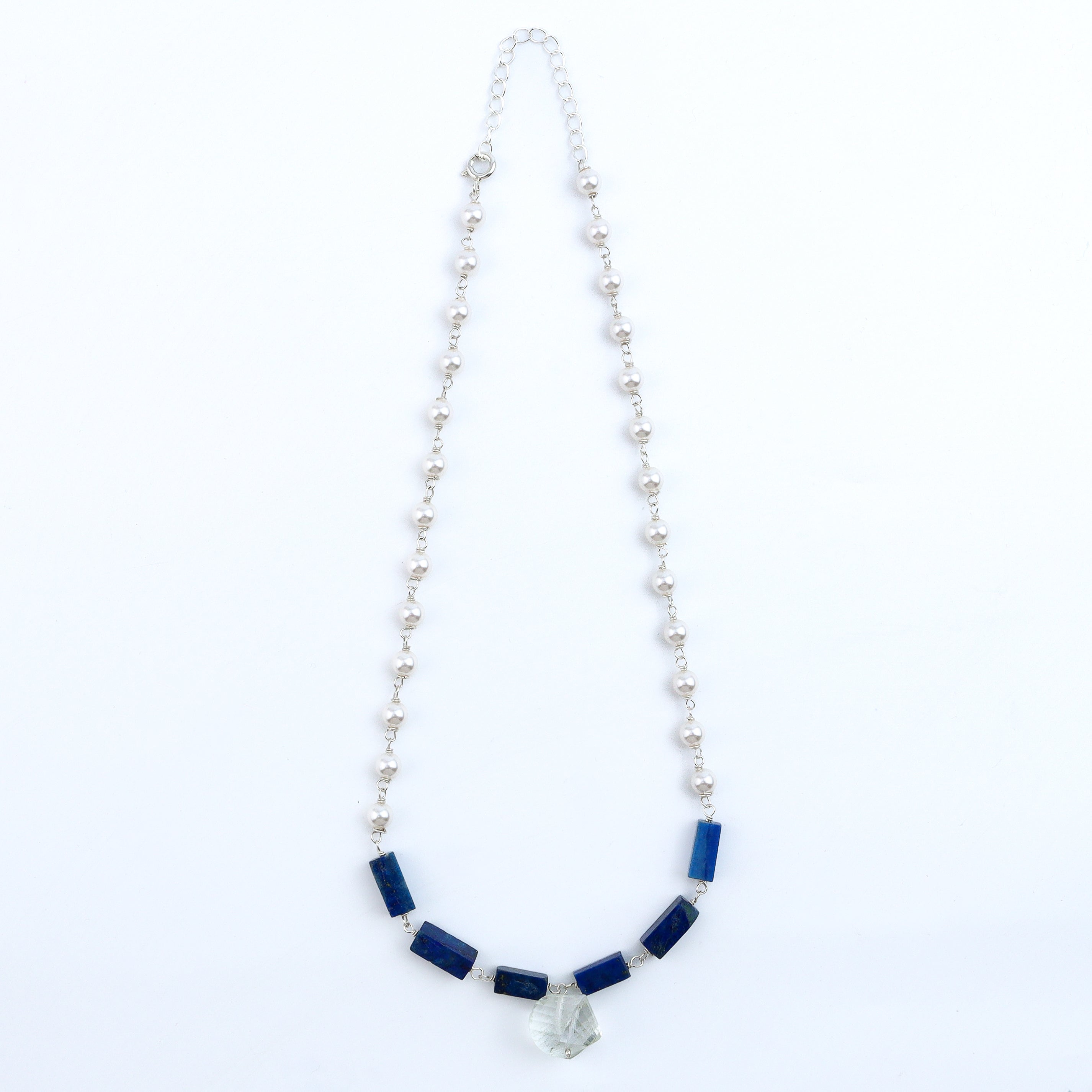 Pearl Ganthan Necklace with Semiprecious Stones