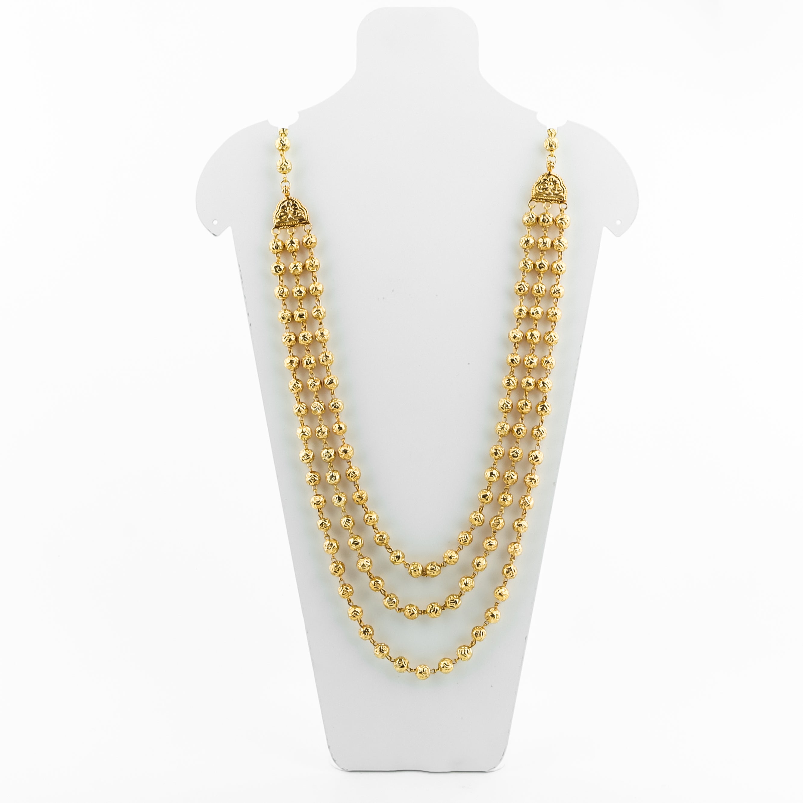 Gold 3 layer mohan maal necklace | 92.5 Silver | 22K Gold Plated
