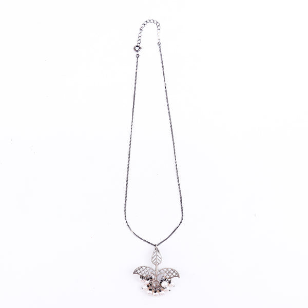 silver leaf filigree oxidized necklace