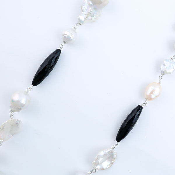 Pearl Ganthan Necklace with Semiprecious Stones