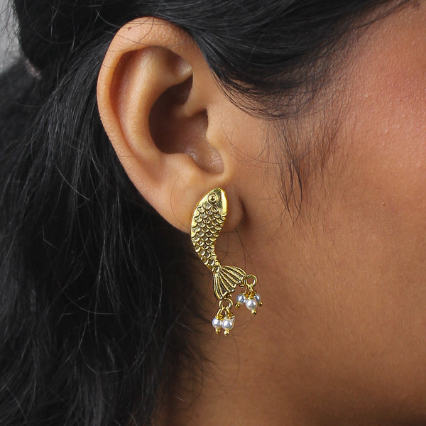 Silver Matsya Earrings | 22K Gold-Plated