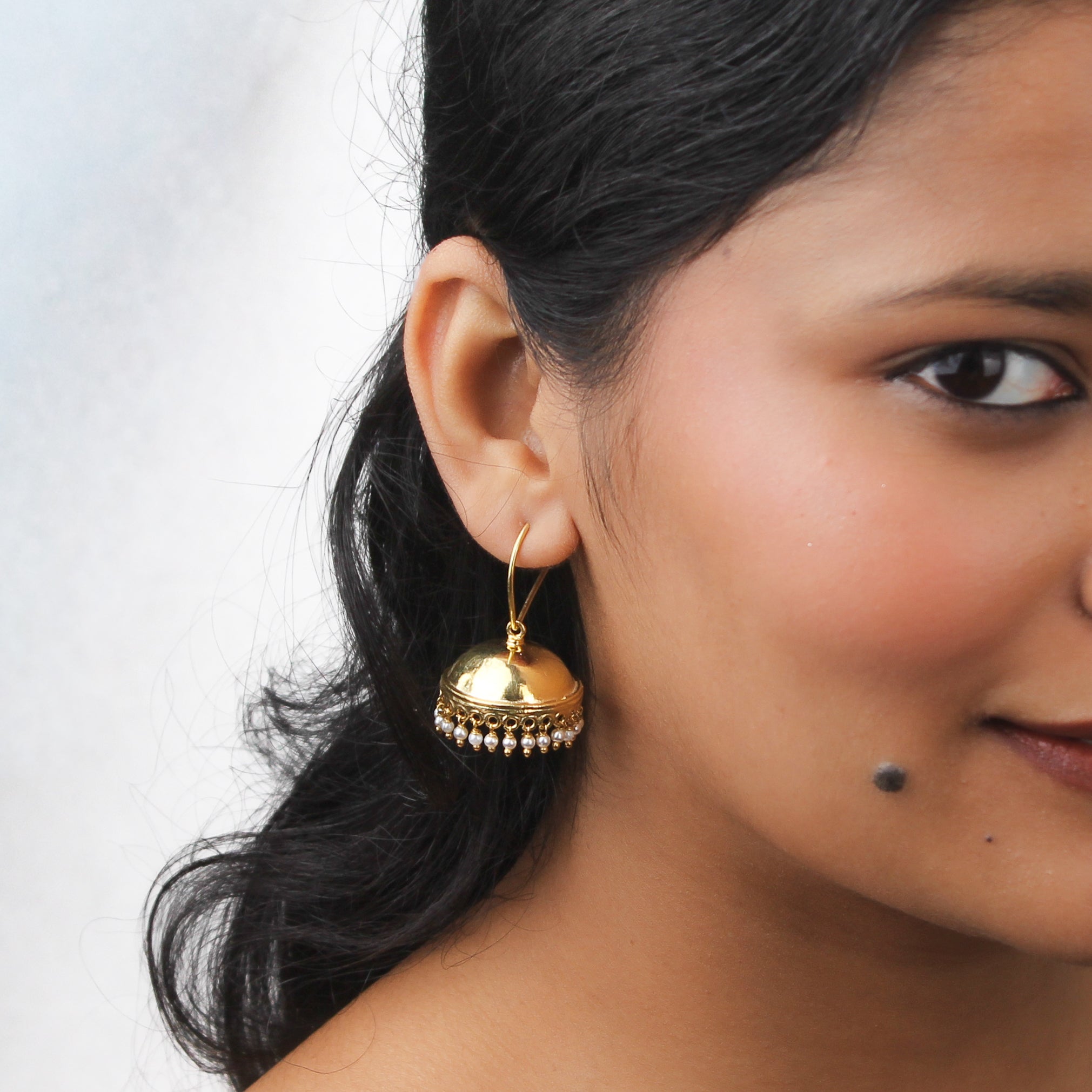 Silver Pyaari Jhumki Signature Loop Earrings | 22K Gold-Plated