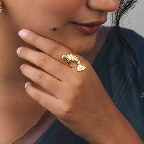 Silver Matsya Ring | 22K Gold-Plated