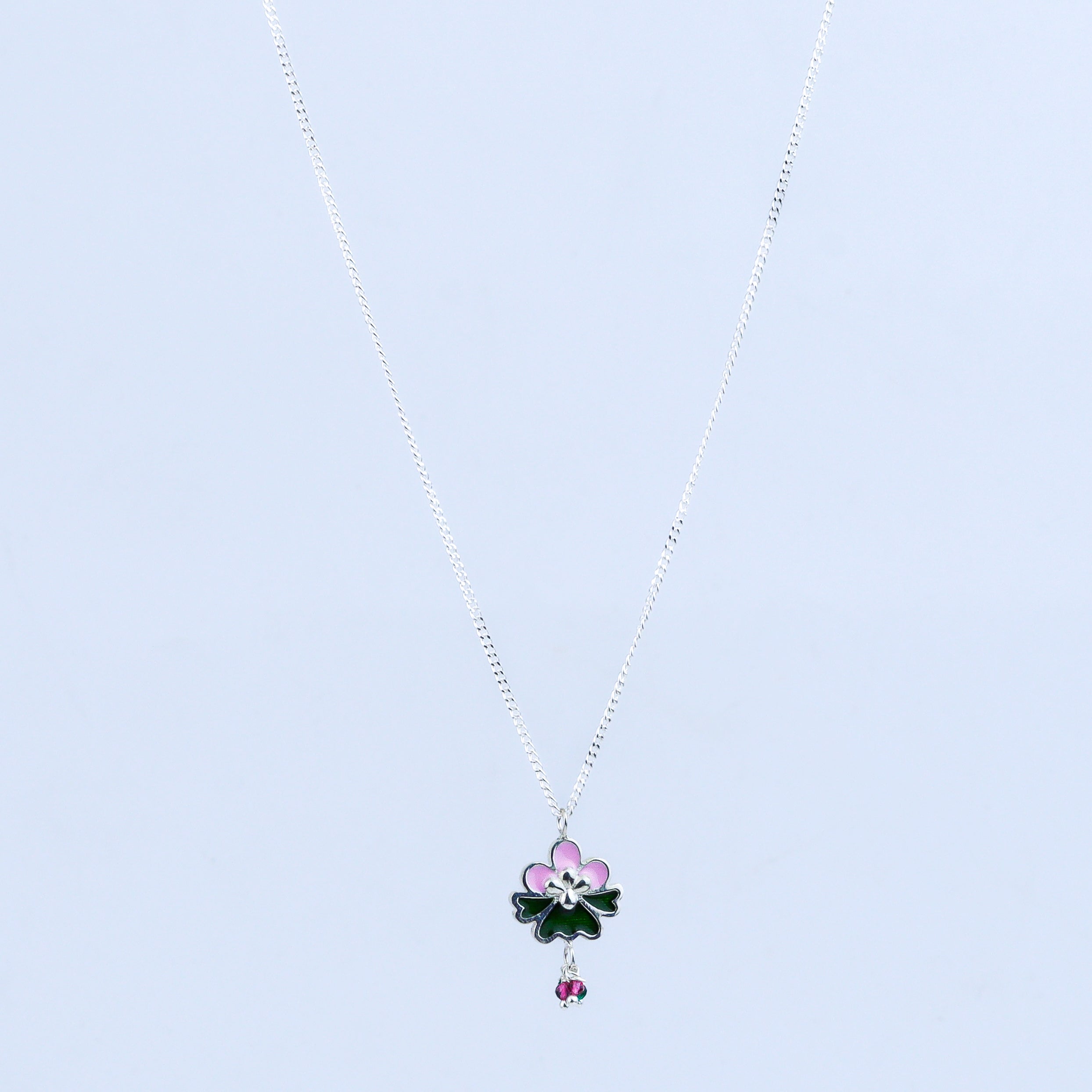 Enamel Flower Pendant Necklace