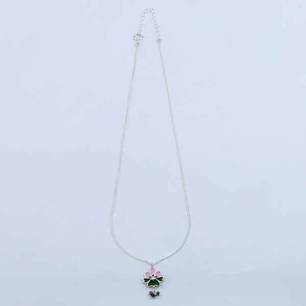 Enamel Flower Pendant Necklace