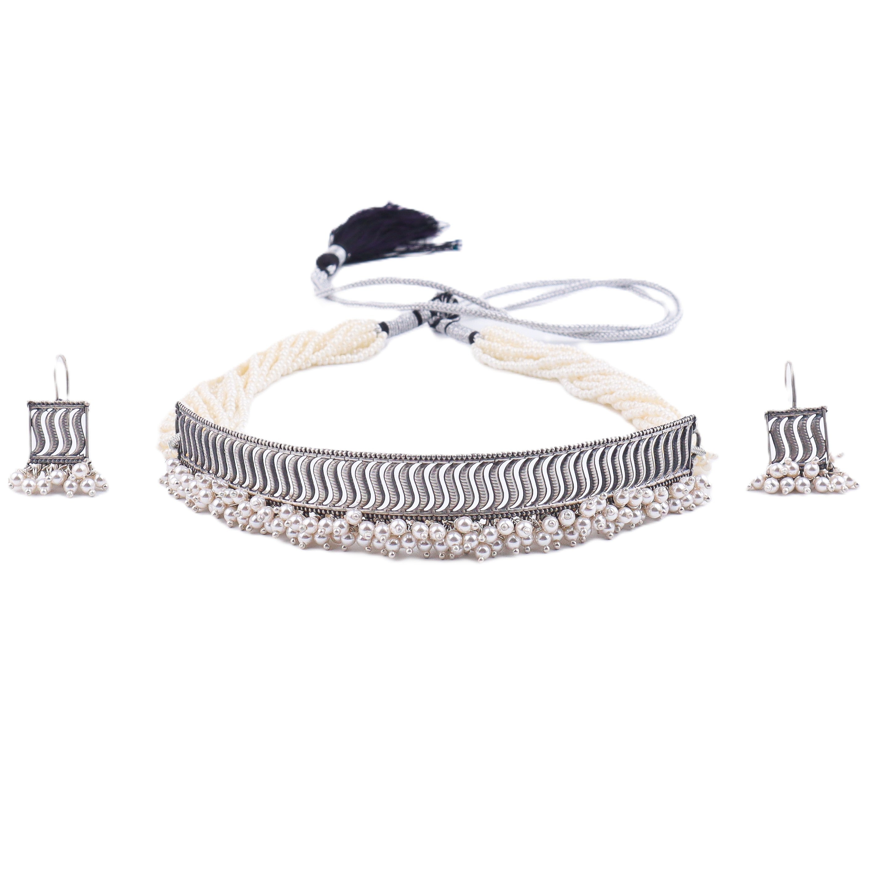 Filigree Choker Set with Pearls