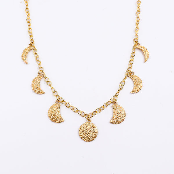 Brass Moon Phase Fashion Necklace