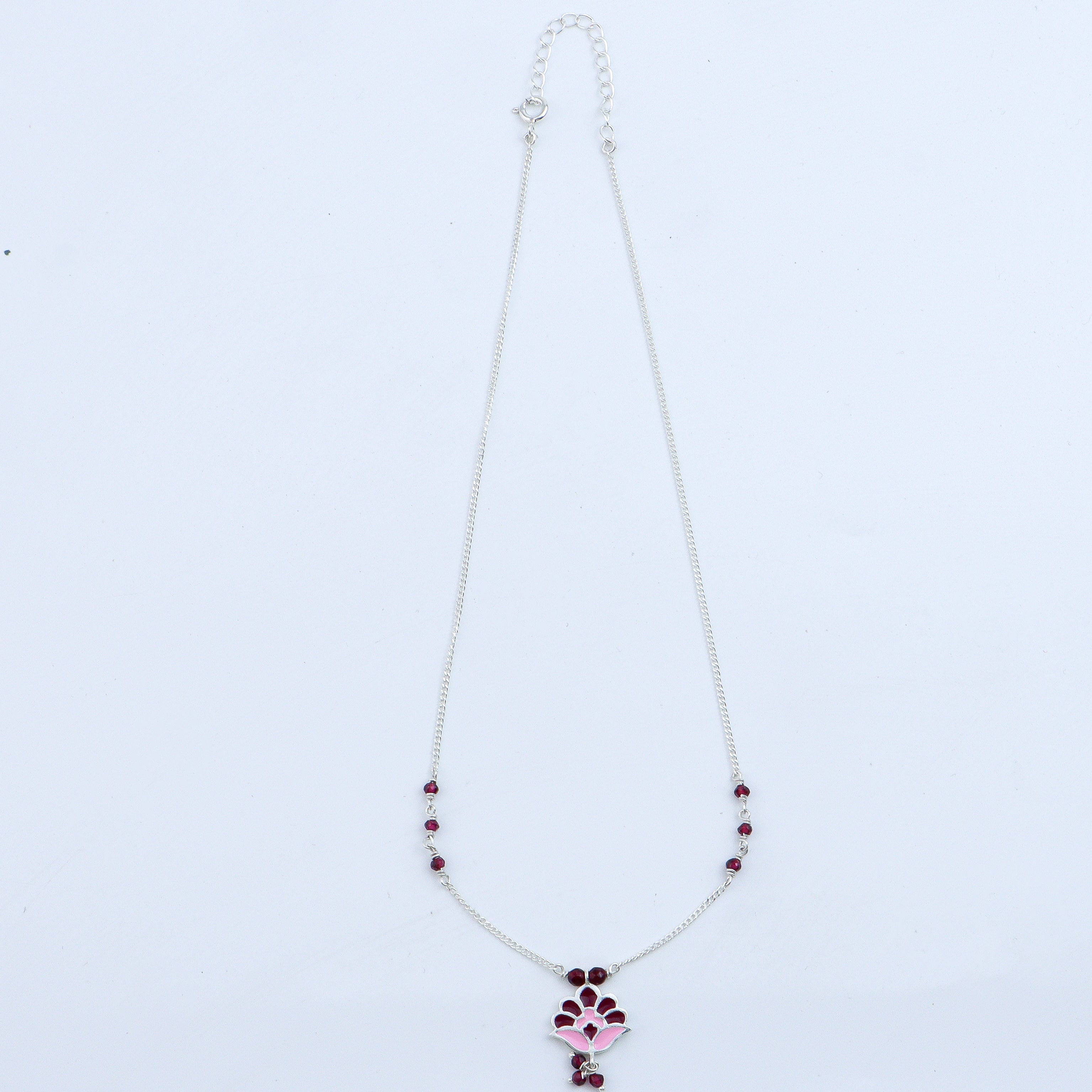 Enamel Flower Necklace with Latkan