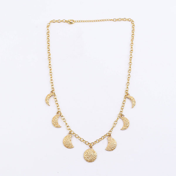 Brass Moon Phase Fashion Necklace
