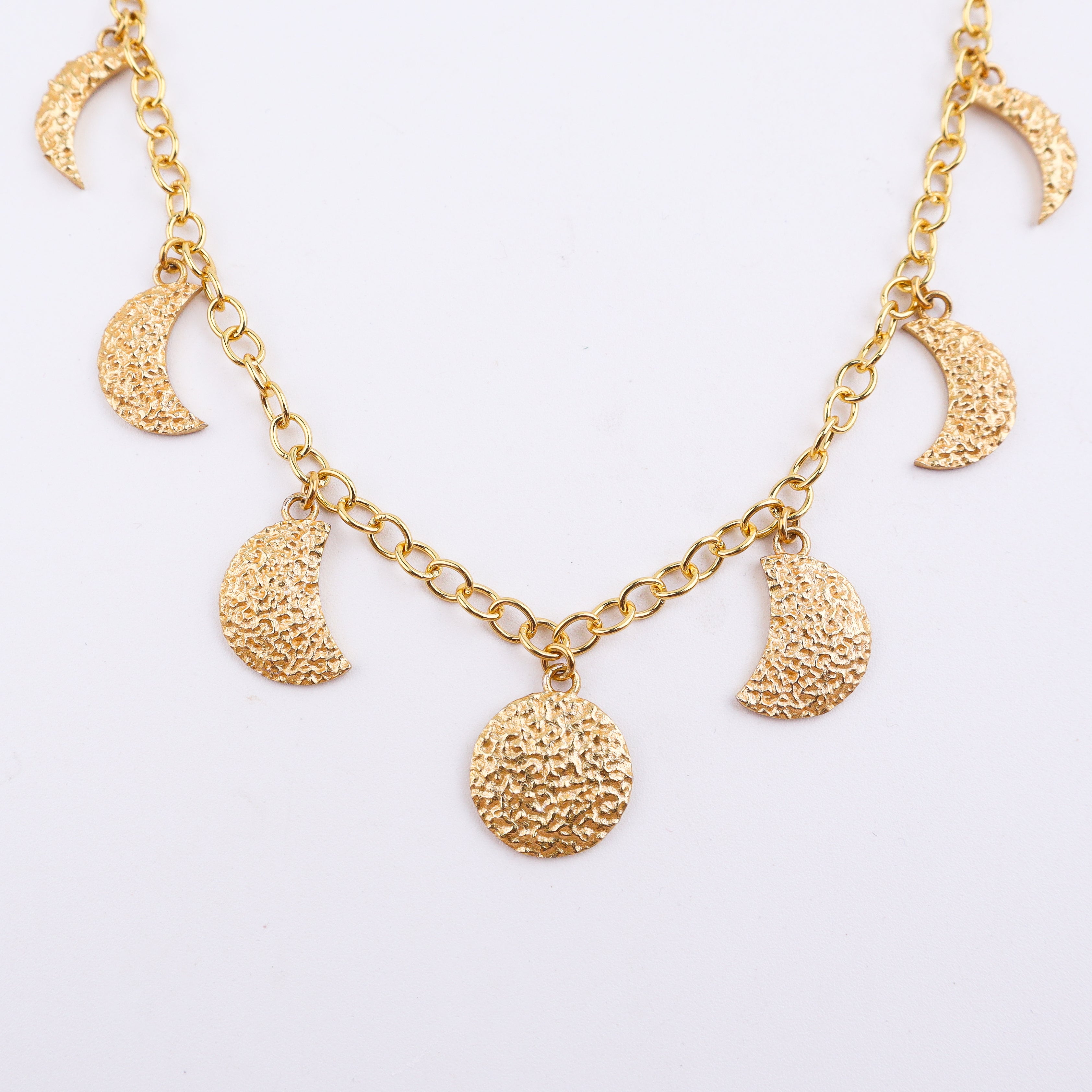 Brass Moon Phase Fashion Necklace