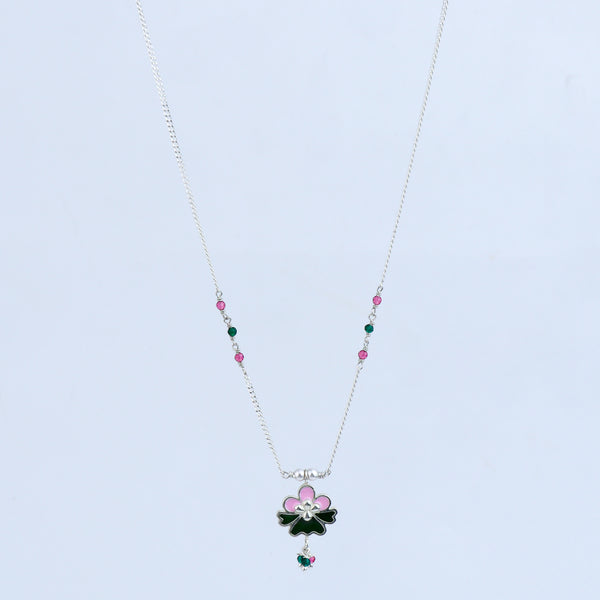 Enamel Flower Necklace with Latkan