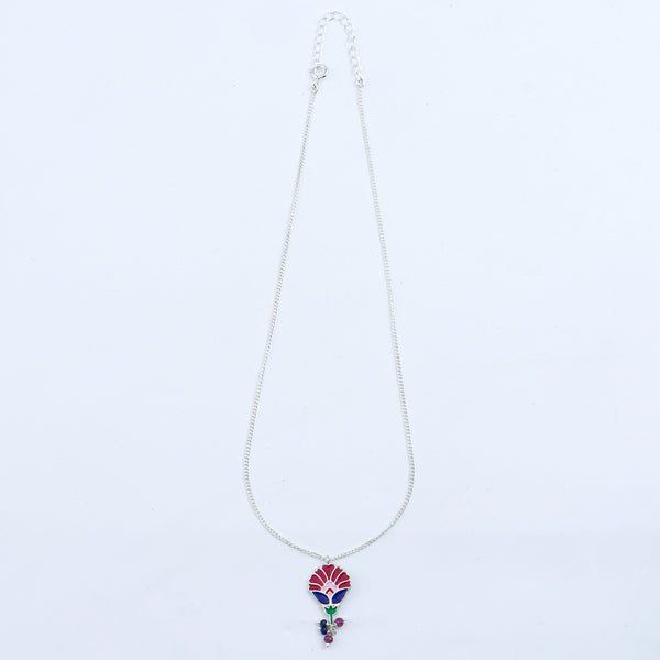 Enamel Flower Pendant Necklace
