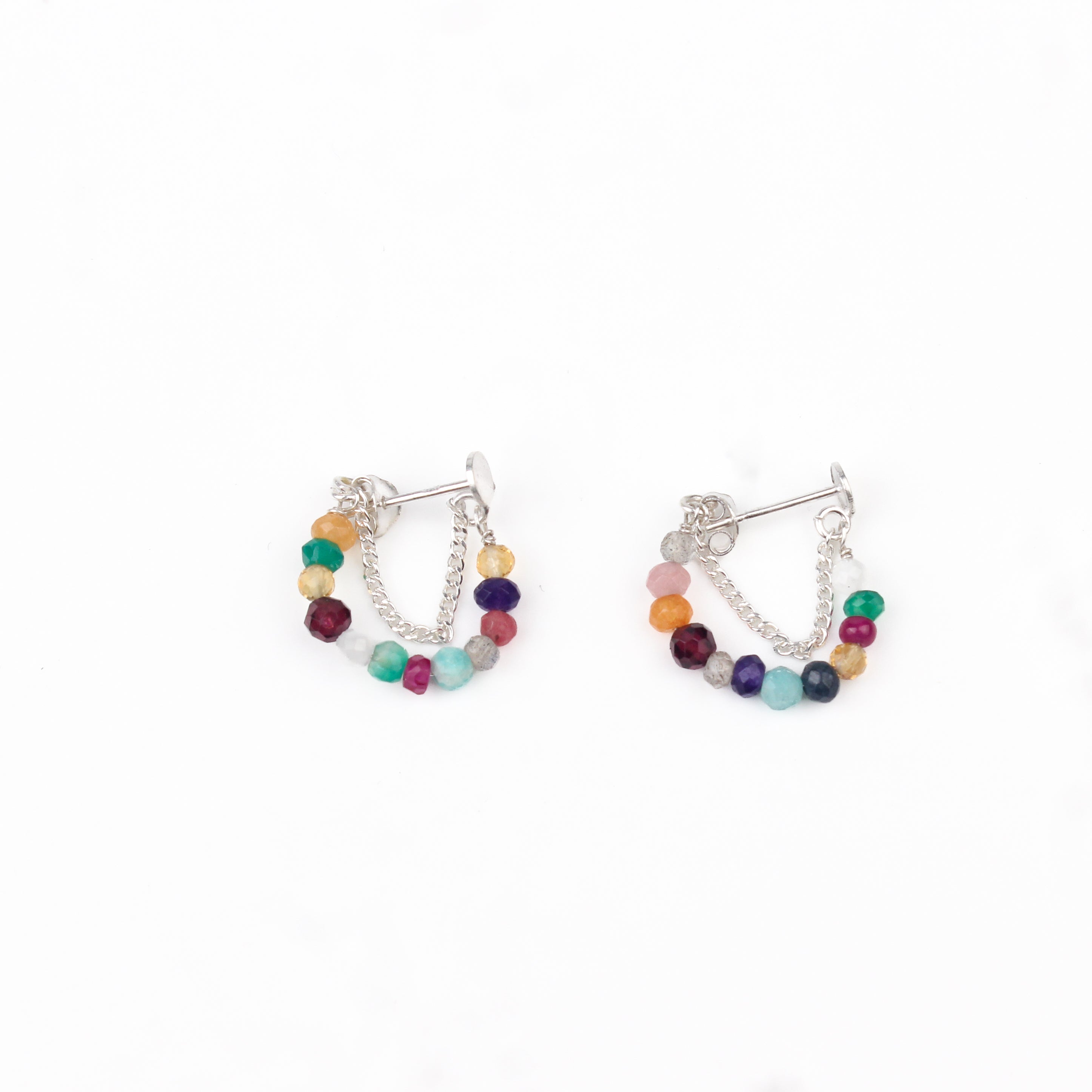 Multicolor Stone and Chain Earrings (Project Handmade)