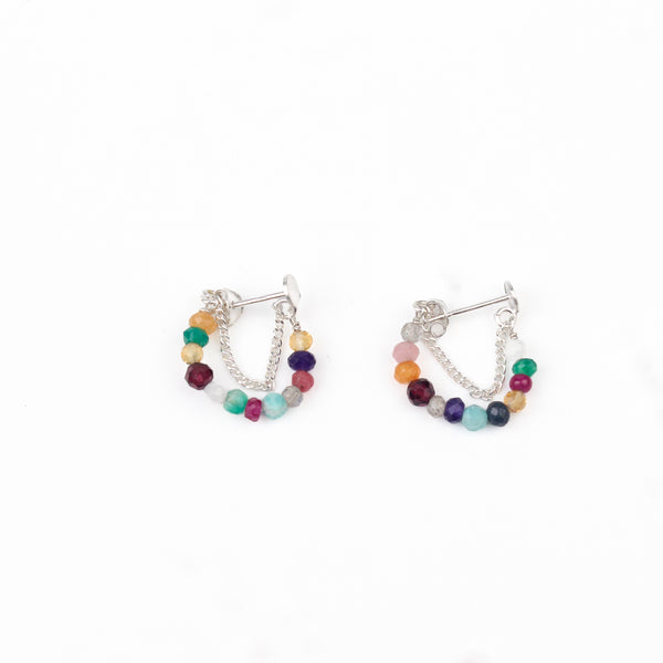 Multicolor Stone and Chain Earrings (Project Handmade)