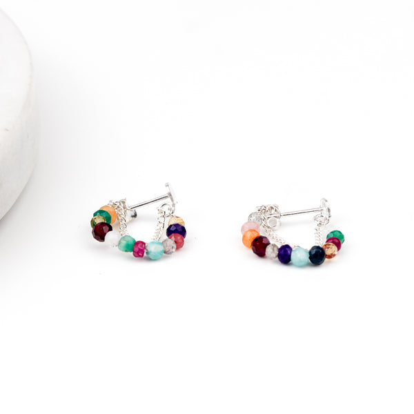 Multicolor Stone and Chain Earrings (Project Handmade)