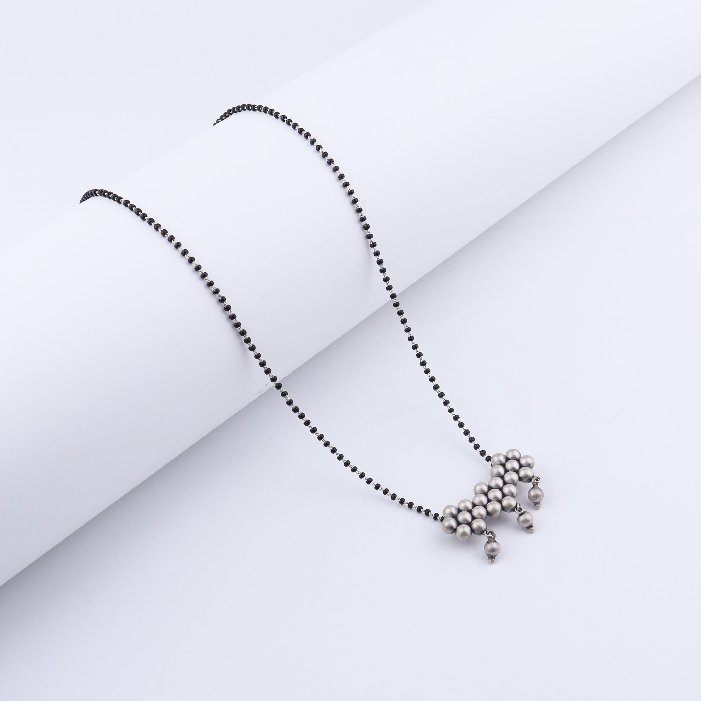 Silver Kudi Mangalsutra with Black Bead String