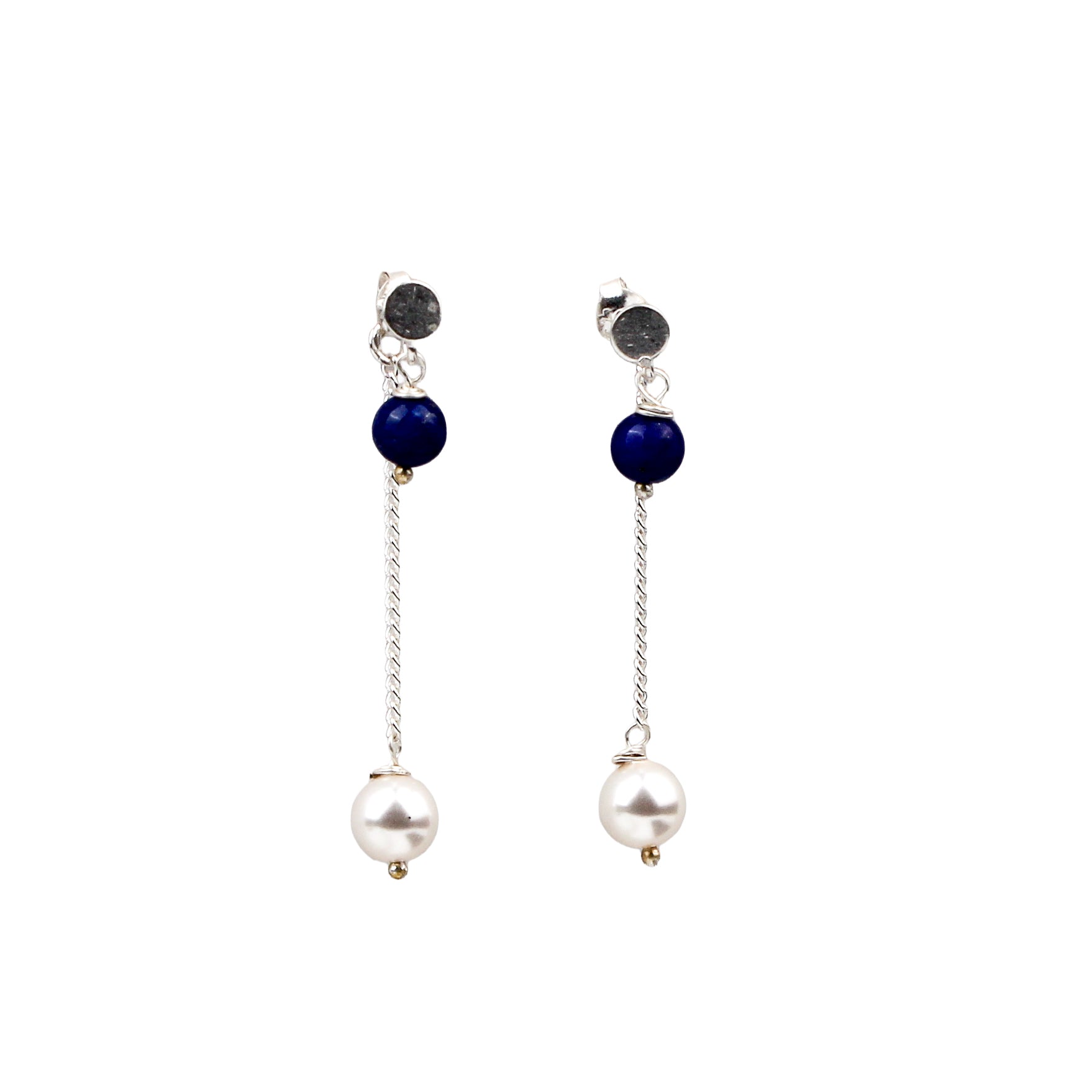 Blue Agate and Pearl Earrings (Project Handmade)